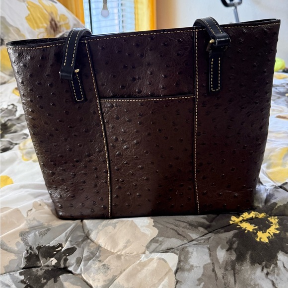 Dooney & Bourke Dark Brown Ostrich Leather Shoulder Bag - Picture 4 of 16